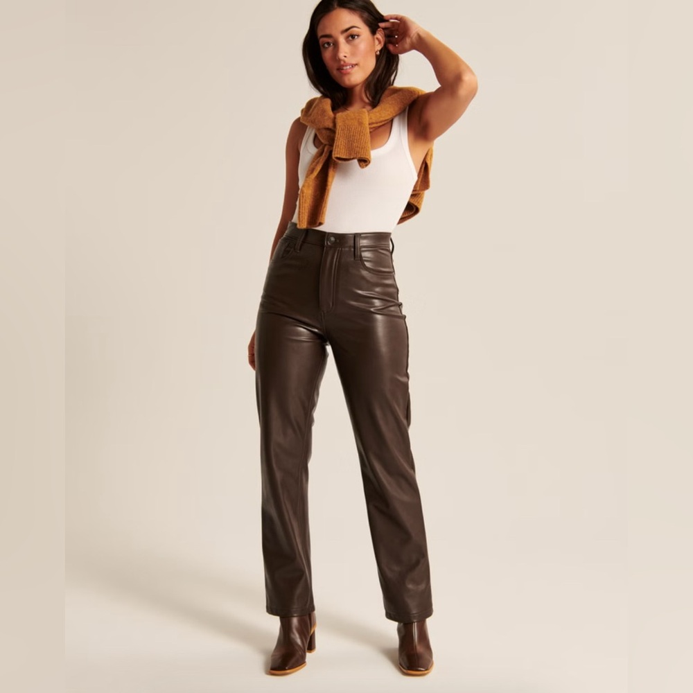 Abercrombie Curve Love Ultra High Rise 90s Straight Vegan Leather Pants